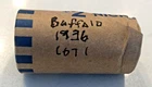 1936 Buffalo Nickel Half Roll, Qty 20, Fine Details, Full Dates, Lot 1