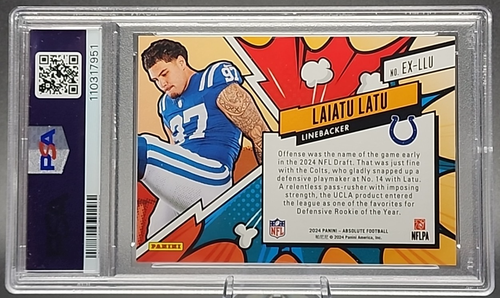 2024 Panini Absolute Explosive Laiatu Latu Rookie RC Colts PSA 9 MINT SSP - Picture 2 of 2