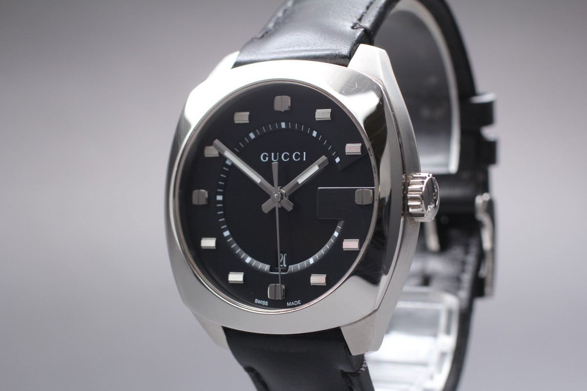 Exc+5] Gucci GG2570 142.3 / YA142307 Quartz Black Dial Date 40mm