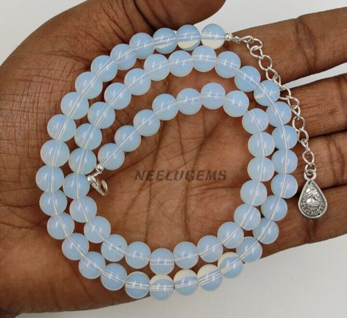 Schöne Opalit Quarz Runde Perlenkette, Opalit Quarz Perlen Halskette - Bild 1 von 7