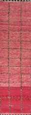 Checked Modern Moroccan Oriental Runner Rug Hand-knotted Hallway 2'x11' Carpet