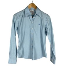 Lilly Pulitzer Vintage White Tag Blue/Green Button-Up Fitted Dress Shirt Size 4