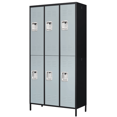 STANI Metal Locker with 6 Doors for School Gym and Employees Black Gray 71 inch - Picture 2 of 12