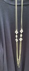 Vintage Multi Chain Necklace Blue Floral Stone Inserts /Silvertone Chain 19”Drop — photo 5