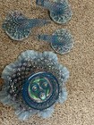 Vintage Fenton Epergne 3 horned Blue Opalescent Hobnail — photo 4