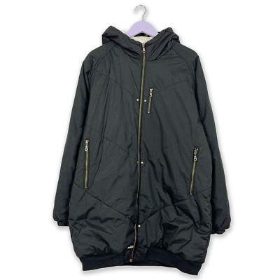 Adidas Vintage Jacke schwarz 2000er lang mit Reißverschluss und Kapuze - Größe M/L u
