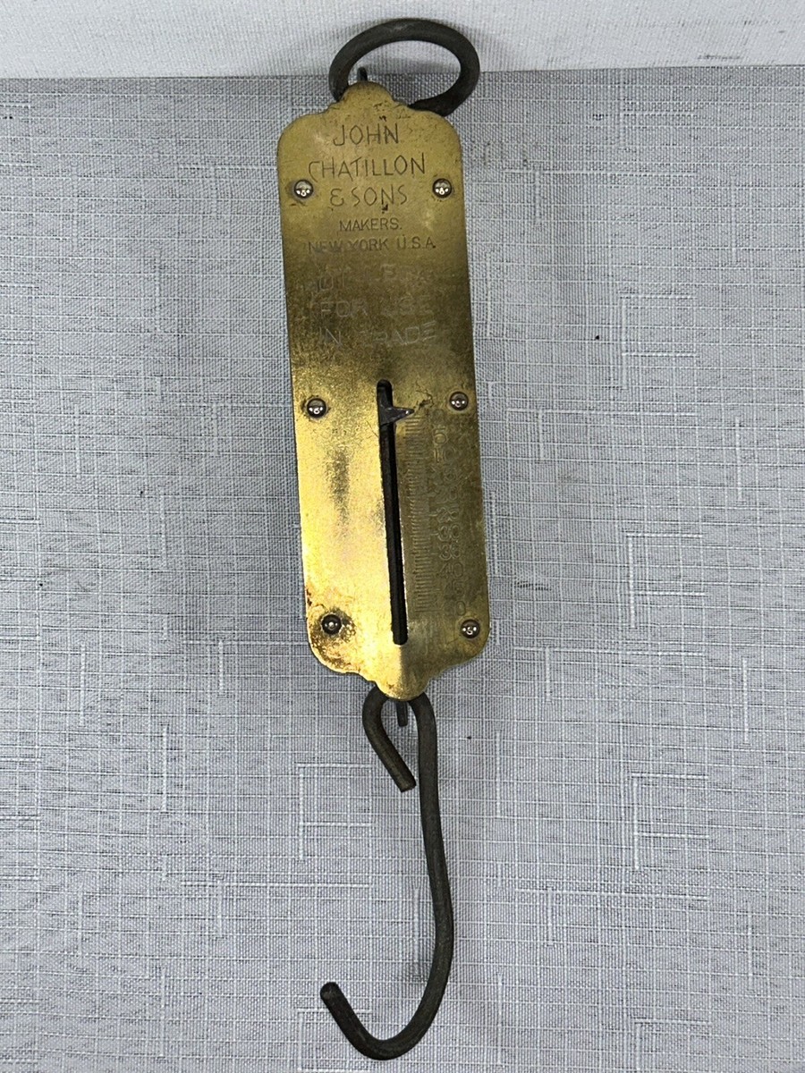 VTG John Chatillon &Sons Brass Springe Balance 50lb Hanging Scale
