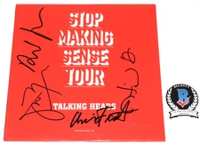 TALKING HEADS BAND SIGNED STOP MAKING SENSE TOUR ALBUM VINYL BECKETT COA x4 BAS