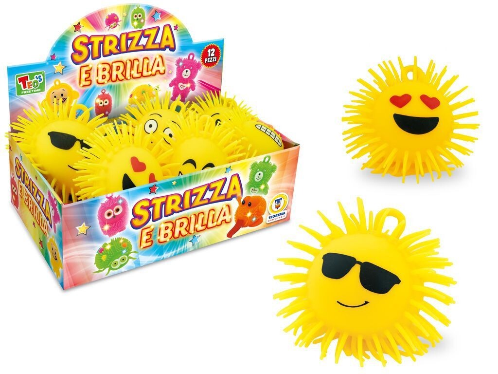 x Set 12 Pezzi Emoticon Strizza E Brilla Con Luce Gioco Giocattolo Bambini sar