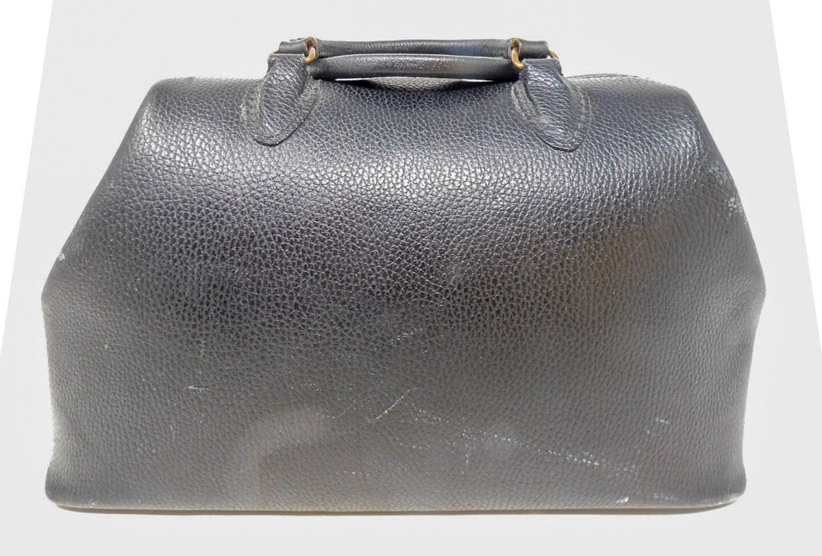 クンユドクターズバッグ Vintage Black Leather Doctors Bag Abco #35314 Professional