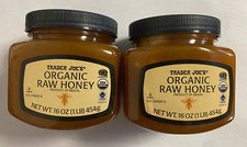 2 Bottles New Trader Joe's Organic Raw Grade A Honey 16oz 454g Each EXP 2028