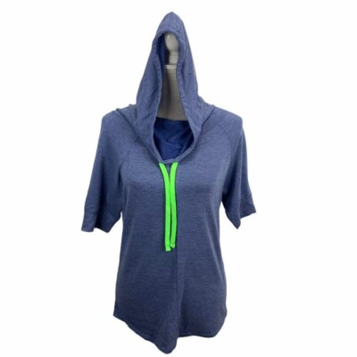 Bobbie Brooks Funnel Neck Hooded Knit Top Half sleeves Pullover Lounge Comfort S