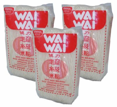 [ 3x 200g ] WAI WAI BRAND Reisnudeln / Rice Vermicelli 0,5mm