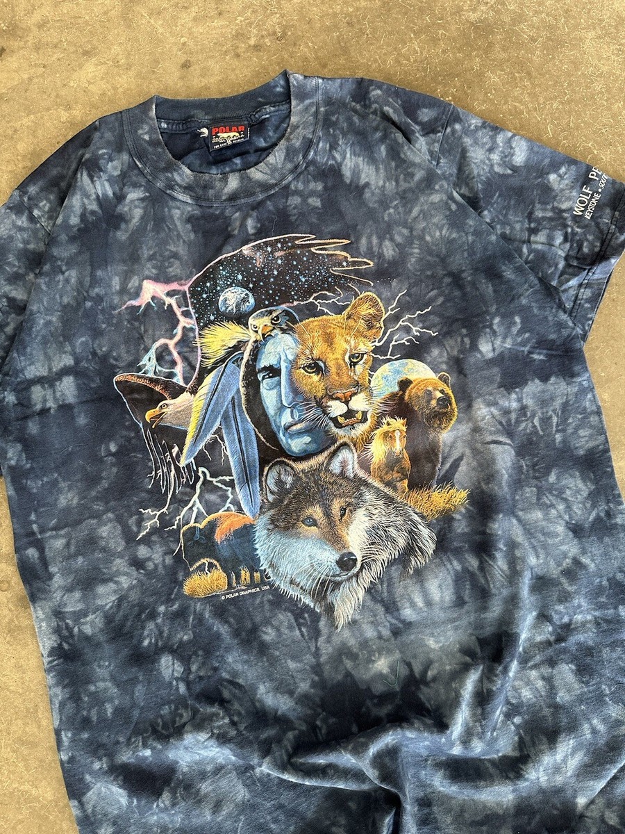 Vtg Polar Graphics Nature animals tee t-shirt size medium native tye die View 2