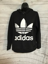 Adidas Women s Hoodie Black Big Trefoil Logo Front Cotton Blend Size S