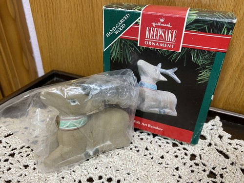 Folk Art Reindeer, hand carved, Hallmark Keepsake Ornament ~ 1991 NIB ~ Vintage - Picture 5 of 5