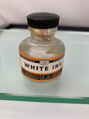 Johnson & Sons White Ink with Cork Made in England (m123)