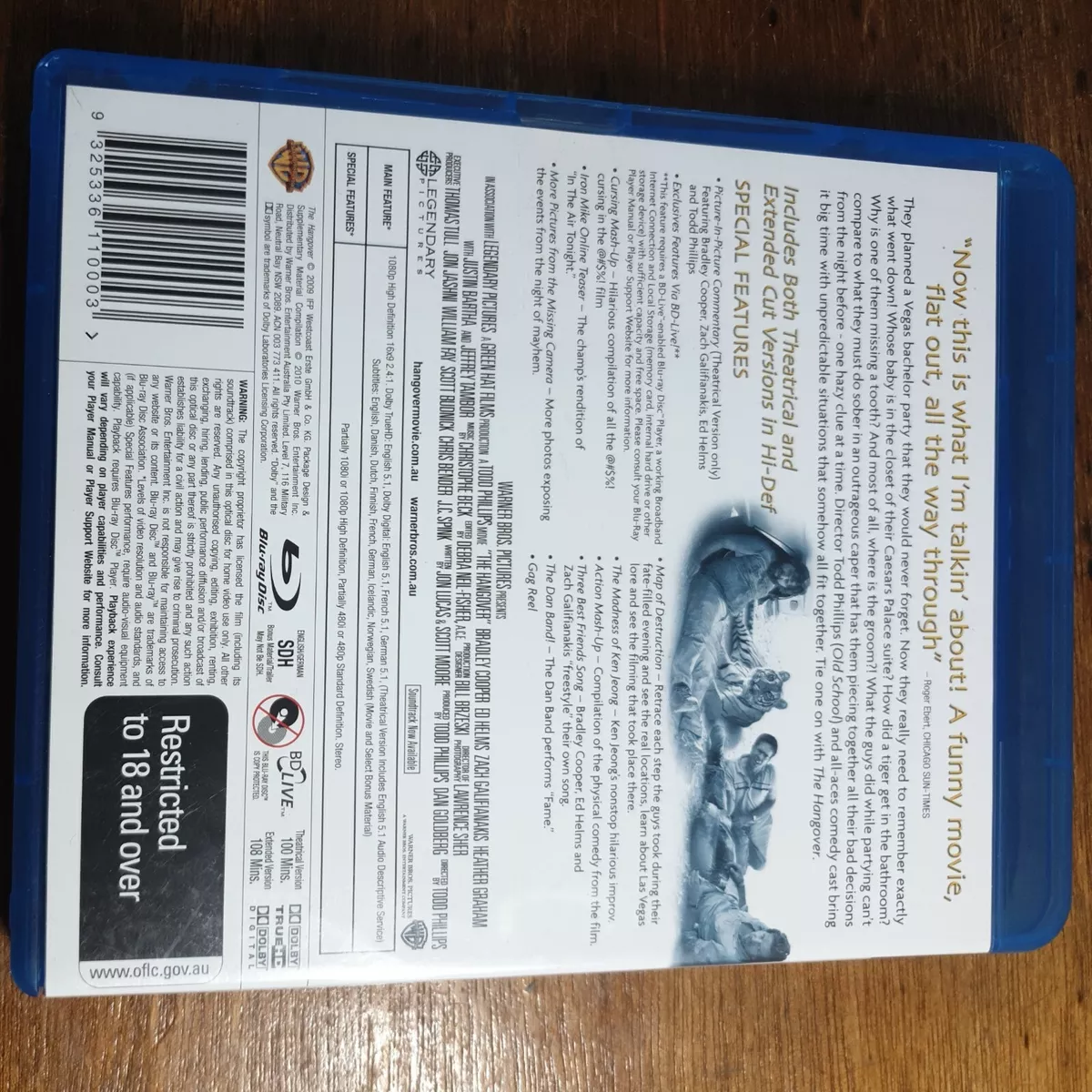 The Hangover EXTENDED CUT Blu Ray LIKE NEW FREE POST Bradley Cooper