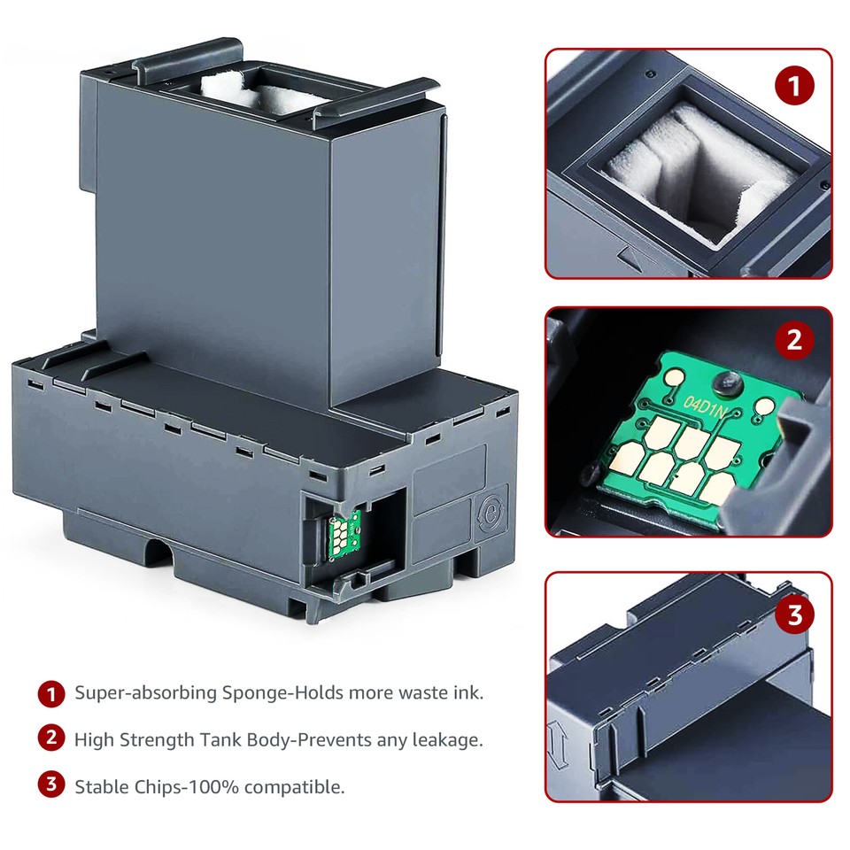 T04D1 Inkt onderhoudsbox C13T04D100 compatibel voor Expression Home XP 5100 5105 5150 WorkForce WF 2860 2865 EcoTank ET 4750 3750 3700 M3180 M3170 M3140 M21121 70 M2. 140 M1180 printer inktdoos (1