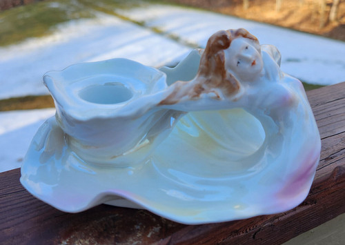 Royal Bayreuth Art Nouveau Lady Figural Woman Chamberstick Candle Holder RARE