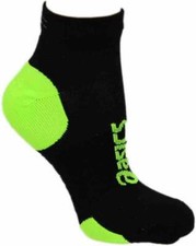 ASICS Men's Lite-Show Nimbus Low Cut Black/Green Socks 2 Pair Sz S  FREE SH