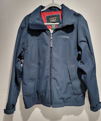 L.L. Bean Mens Wind Stopper Zip Up Windbreaker Rain Jacket  Blue Size Medium 