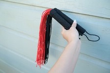 Black and Red Nylon Weave Whip Duty Flogger for Adults Couple Sex USA