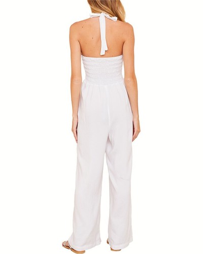 Bella Dahl Smocked Halter Jumpsuit Women's M 840291609151 | eBay