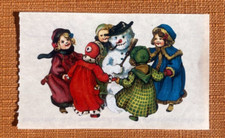 2 Gifted Line John Grossman Stickers Victorian Snowman Children Christmas VTG