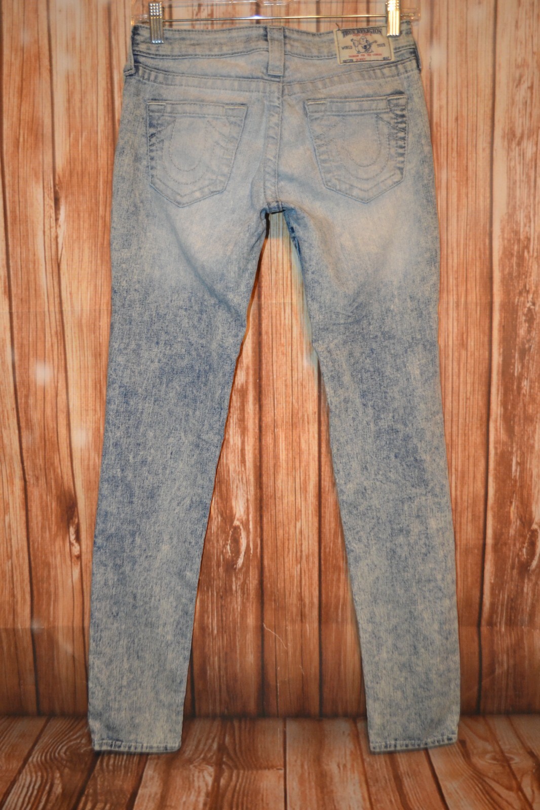 True Religion Women's Skinny Bleached Out No Pocket Flaps Denim Jeans Sz 26x31 thumbnail 6