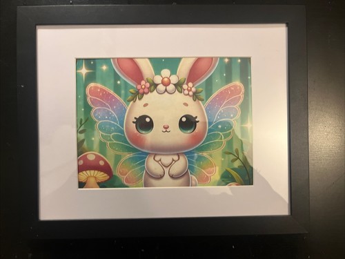 Cute Bunny Rabbit Graphic Design Art- framed 8x11 - Picture 3 of 4