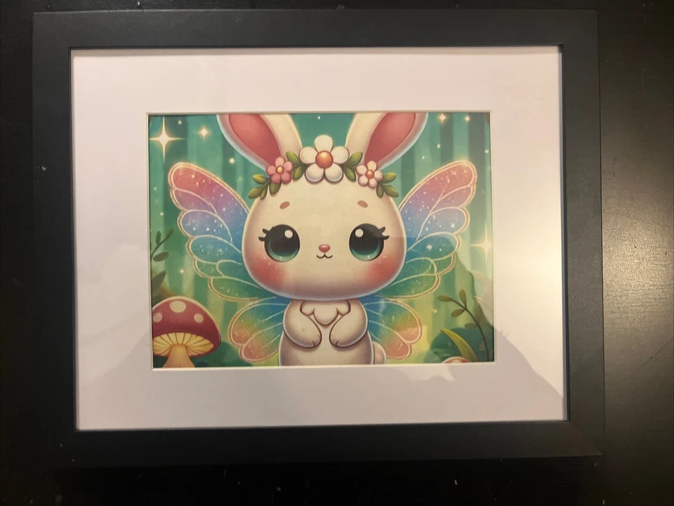 Cute Bunny Rabbit Graphic Design Art- framed 8x11 - Image 3 of 4