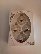 MCM Visions By Holly Vintage Glass Ornaments Jesus In Manger NIB vintage