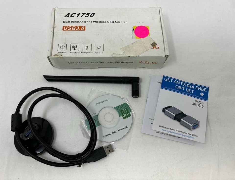 Techkey AC1750 Antenna Wireless USB Only Wireless Network for Desktop Laptop - Image 4 of 4