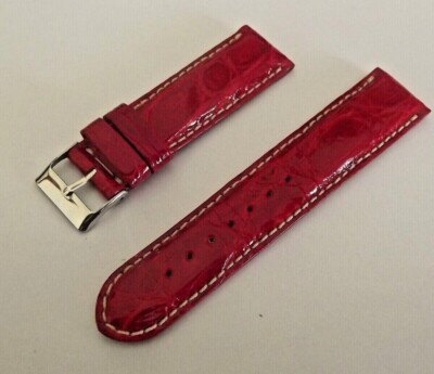 cinturino rosso vero coccodrillo made in italy crocodile 22 mm