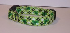 Wet Nose Designs Vintage Shamrock Argyle Dog Collar St Patricks Day Irish