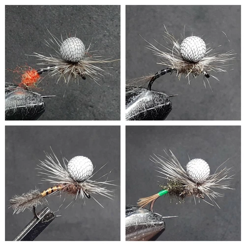 1 DOZEN PARACHUTE FLIES  FOR FLY FISHING (4 MODELS)--PAR 59