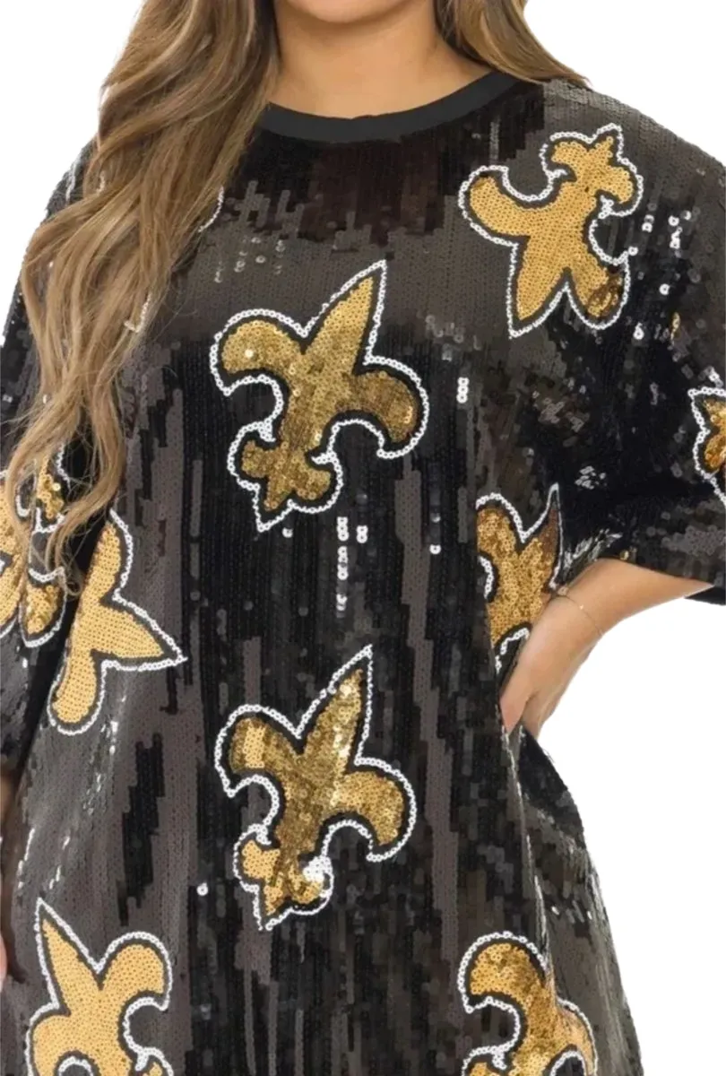 New Orleans Saints Women's Black and Gold Sequin Jersey Party Dress | eBay
