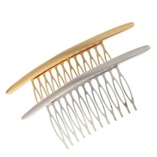 2PCS Gold Silver Smoothly Alloy Wire Hair Clip Teeth Combs Hair Side Combs Br...