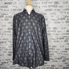 Bogosse 6 Mens Black Diamond Print Fade Retro Long Sleeve French Cuff Shirt XXL