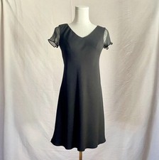 Vintage 90s Little Black Dress | cap sleeves crepe | a line petite | size xs Vtg