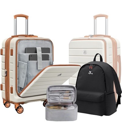 Keytang Classic 20'' Carry-On Luggage Set, Bonus Travel Backpack & Makeup Bag