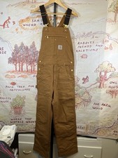 Carhartt R01-M Brown Duck Bib Overalls 32x30 Relaxed Fit Workwear