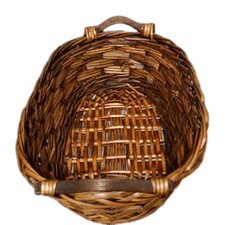 Wicker/Rattan Woven Basket With Wooden Handles Pre owned 17"X12 6" Deep