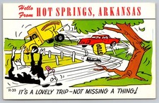 Hot Springs, Arkansas - Vacation Humor - Not Missing a Thing Driving -Postcard F