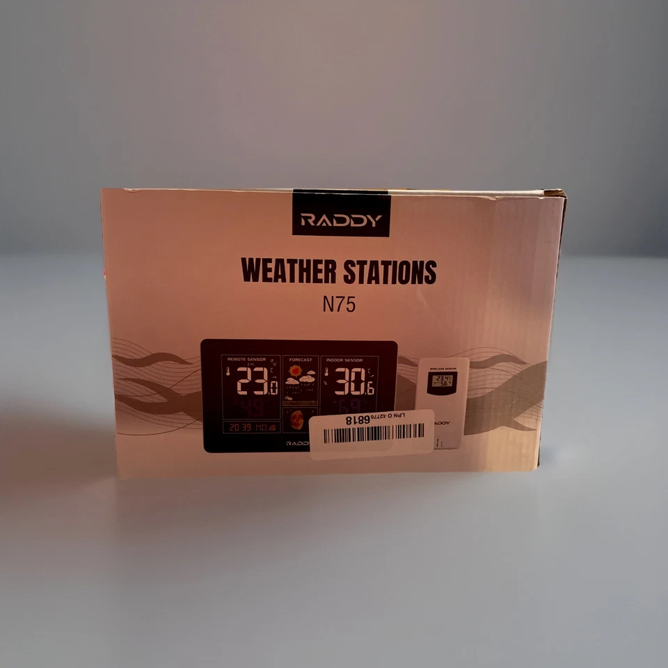 Raddy N75 WiFi Weather Station Date Humidity, Temp, 7.5 LCD Indoor/Outdoor NEW - Image 2 of 4