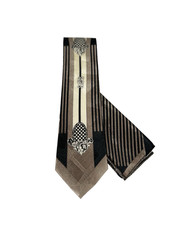 Da Ciro Boys Tie Hanky Set Beige Black Ivory 3" Wide 54" Long 100 Polyester