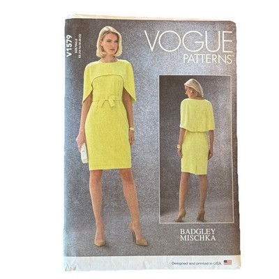 Vogue V1579 Misses 6 to 14 Designer Badgley Mischka Dress UNCUT Sewing Pattern