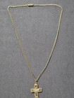 Estate-Gold Tone-Fine Jewelry Cross Pendant Vintage Necklace-Item 542 — photo 2