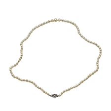 Vintage Graduated 14K Solid White Gold Japanese Saltwate Akoya Pearl Necklace